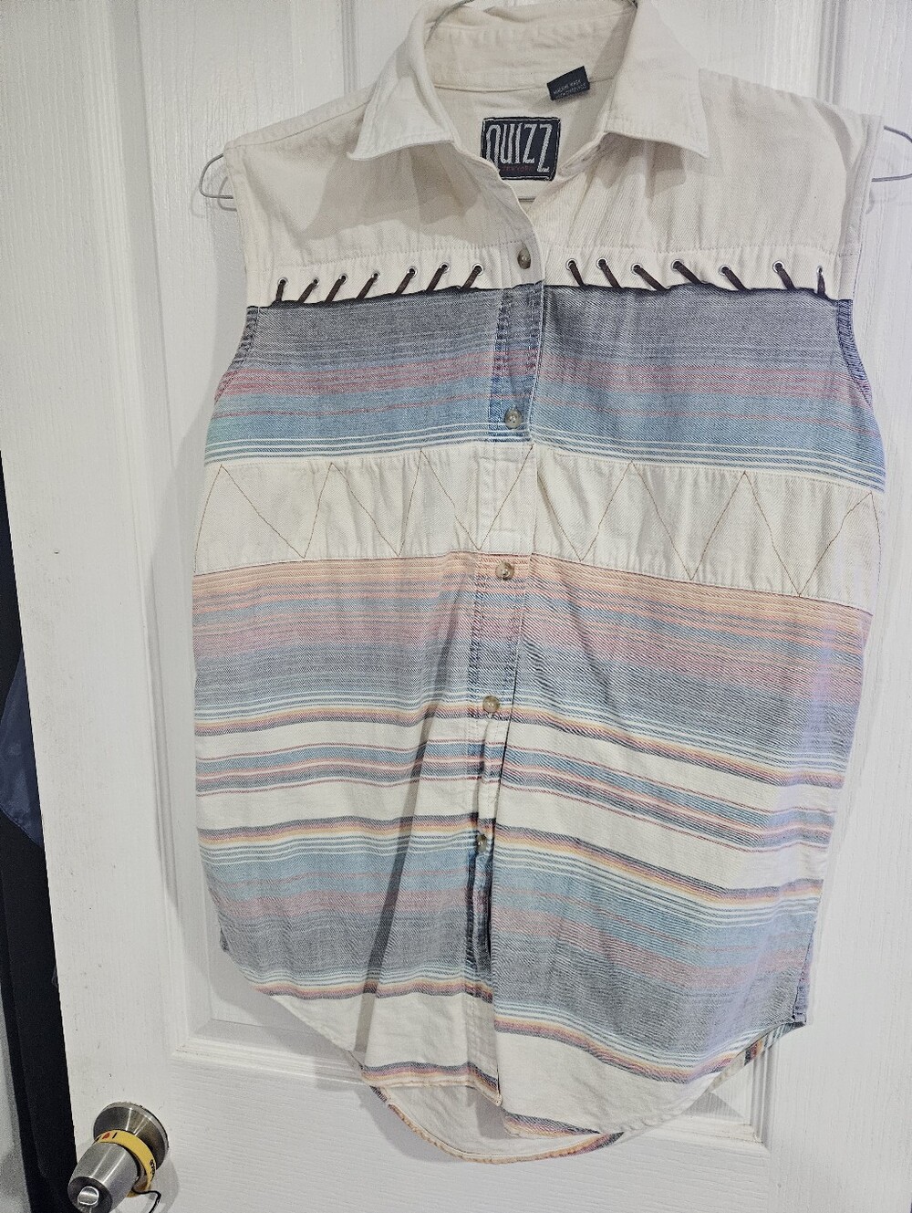 Quizz Sleeveless Stripe Button-Front Women's Skirt - Pastel Multicolor